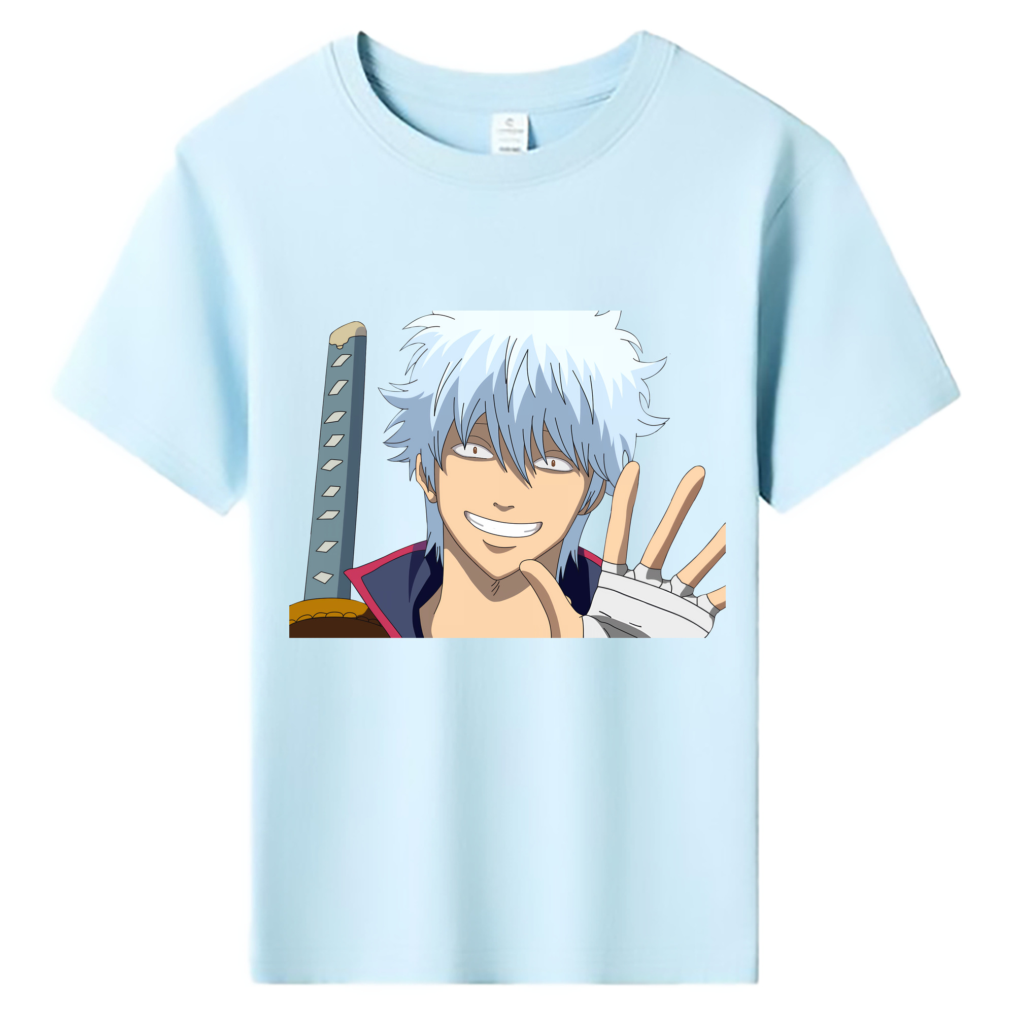 （画像用） ぎんたま 坂田銀時（さかたぎんとき） 神楽 志村新八（しむら しんぱち） GINTAMA Sakata Gintoki Kagura Shimura Shinpachi 綿100％キッズTシャツ（フロントプリント）